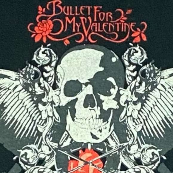 Vintage Y2K Bullet for My Valentine Band Tee Black Men’s Size Medium Skull Anvil - Picture 4 of 7